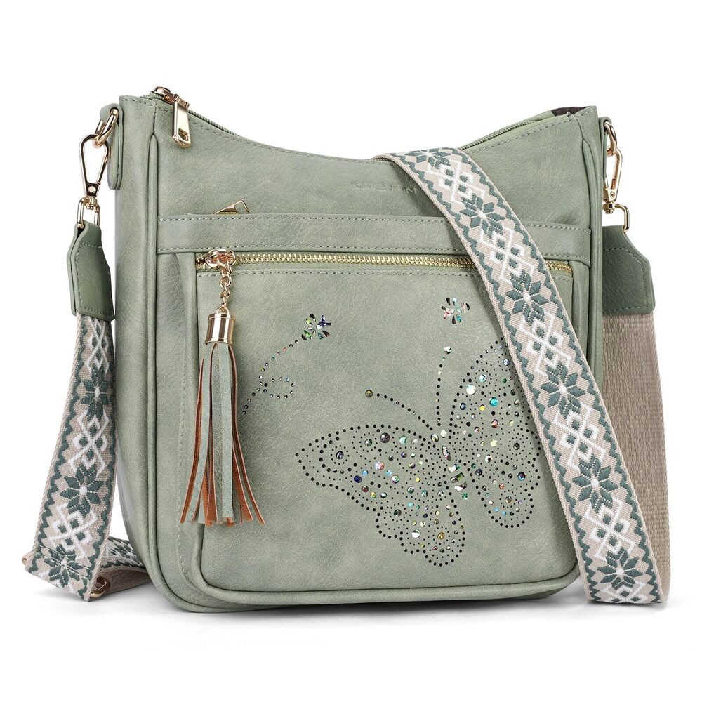 4546 Medium Crossbody Bags Trendy, Butterfly Shoulder Handbags With Tassel